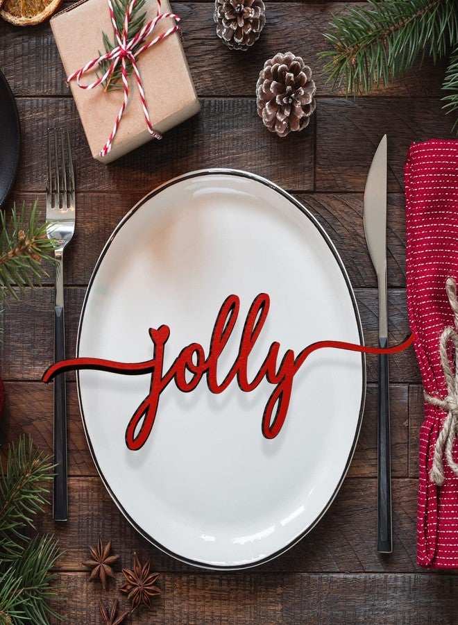 BORAMDO Christmas Wooden Letter Wall Sign Decor 12Pcs, Wooden Words Cutouts for Home Decorations, Table Plate Rustic Ornaments, Blessed Joyful Believe Welcome Merry Christmas Red Wooden Signs… - Image 3